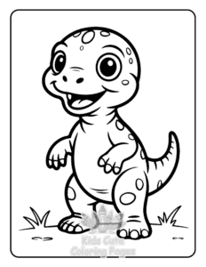 Cute Dinosaur World coloring page for girls, free to print