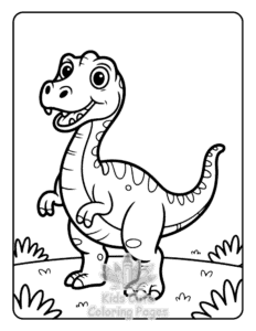 Simple Cute Dinosaur World coloring page for toddlers