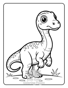 Printable Cute Dinosaur World coloring sheet for preschoolers