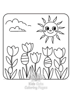 Printable Cute Easter coloring sheet for preschoolers