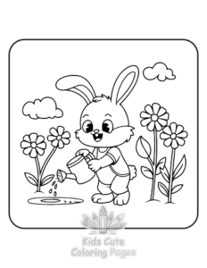 Cute Easter coloring page for girls, free to print