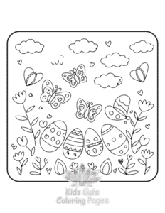 Cute Easter coloring page for girls, free to print