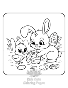 Cute Easter coloring page for girls, free to print