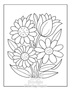 Free printable Cute Flowers coloring page for kids