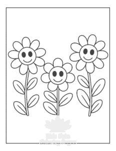 Cute Flowers coloring page for girls, free to print