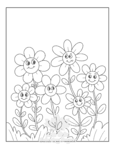 Cute Flowers coloring page for boys, printable at home