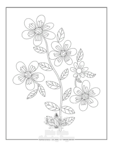 Cute Flowers coloring page for girls, free to print