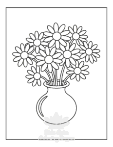 Cute Flowers coloring page for girls, free to print