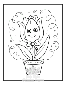 Printable Cute Flowers coloring sheet for preschoolers