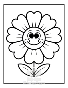 Cute Flowers coloring page for classroom activities