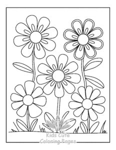 Free printable Cute Flowers coloring page for kids