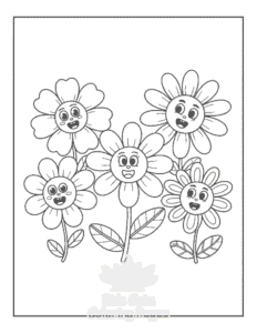 Simple Cute Flowers coloring page for toddlers