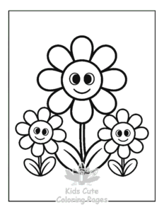 Printable Cute Flowers coloring sheet for preschoolers