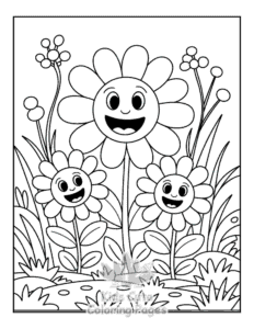 Free printable Cute Flowers coloring page for kids