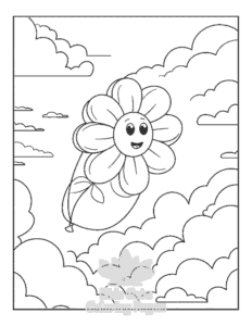 Cute Flowers coloring page for girls, free to print