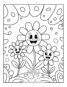 Cute Flowers coloring page for boys, printable at home