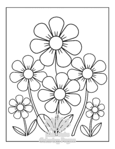 Simple Cute Flowers coloring page for toddlers
