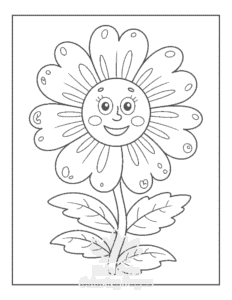 Cute Flowers coloring page for classroom activities