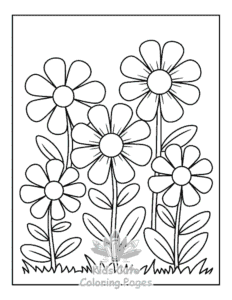 Simple Cute Flowers coloring page for toddlers