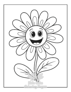 Printable Cute Flowers coloring sheet for preschoolers
