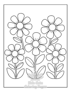 Cute Flowers coloring page for classroom activities