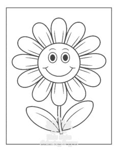 Free printable Cute Flowers coloring page for kids