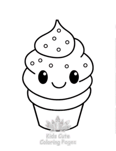 Printable Cute Kawaii Ice Cream coloring sheet for preschoolers