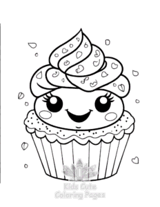 Cute Kawaii Ice Cream coloring page for girls, free to print