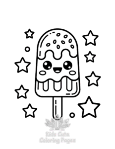 Printable Cute Kawaii Ice Cream coloring sheet for preschoolers