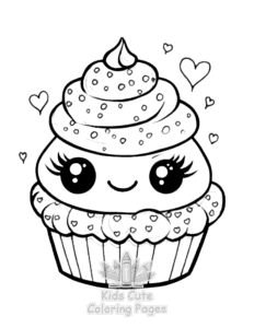 Printable Cute Kawaii Ice Cream coloring sheet for preschoolers