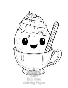 Printable Cute Kawaii Ice Cream coloring sheet for preschoolers