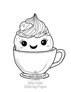 Cute Kawaii Ice Cream coloring page for classroom activities