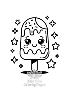 Cute Kawaii Ice Cream coloring page for classroom activities