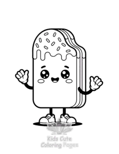 Cute Kawaii Ice Cream coloring page for girls, free to print