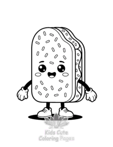 Cute Kawaii Ice Cream coloring page for boys, printable at home