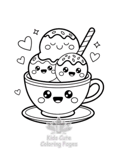 Free Cute Kawaii Ice Cream coloring pages to print at home