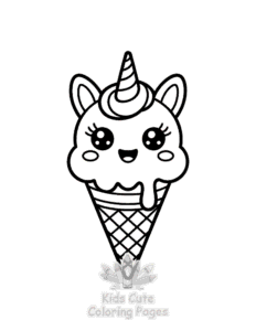 Cute Kawaii Ice Cream coloring page for boys, printable at home