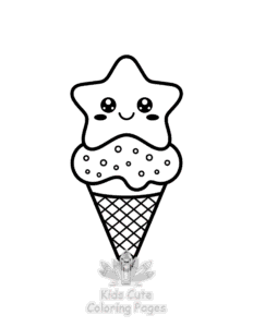 Free printable Cute Kawaii Ice Cream coloring page for kids