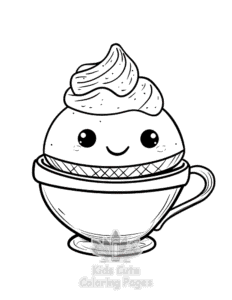 Free printable Cute Kawaii Ice Cream coloring page for kids