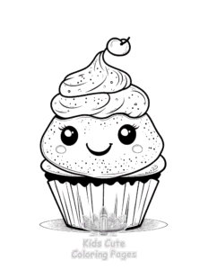 Easy Cute Kawaii Ice Cream coloring sheet for young children