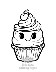 Cute Kawaii Ice Cream coloring page for girls, free to print