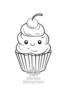 Cute Kawaii Ice Cream coloring page for boys, printable at home