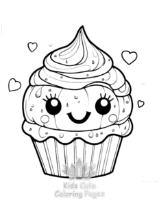Cute Kawaii Ice Cream coloring page for boys, printable at home