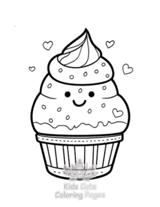 Printable Cute Kawaii Ice Cream coloring sheet for preschoolers