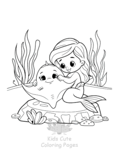Cute Mermaid coloring page for classroom activities