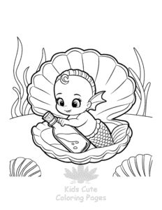 Simple Cute Mermaid coloring page for toddlers