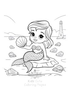 Simple Cute Mermaid coloring page for toddlers