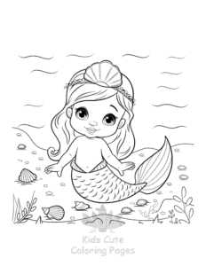 Cute Mermaid coloring page for boys, printable at home