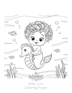 Free printable Cute Mermaid coloring page for kids