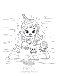Simple Cute Mermaid coloring page for toddlers